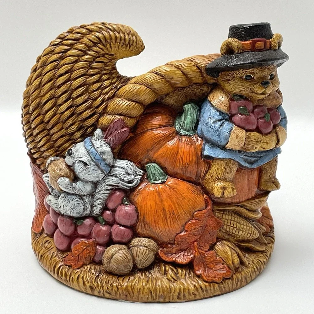 Vintage 1996 Accents Unlimited Inc Cornucopia Thanksgiving Napkin‎ Letter Holder